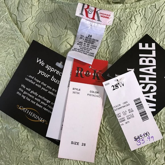 R&K WOMAN 28 NWT Mint Green Textured Tank/Classic - Picture 4 of 5